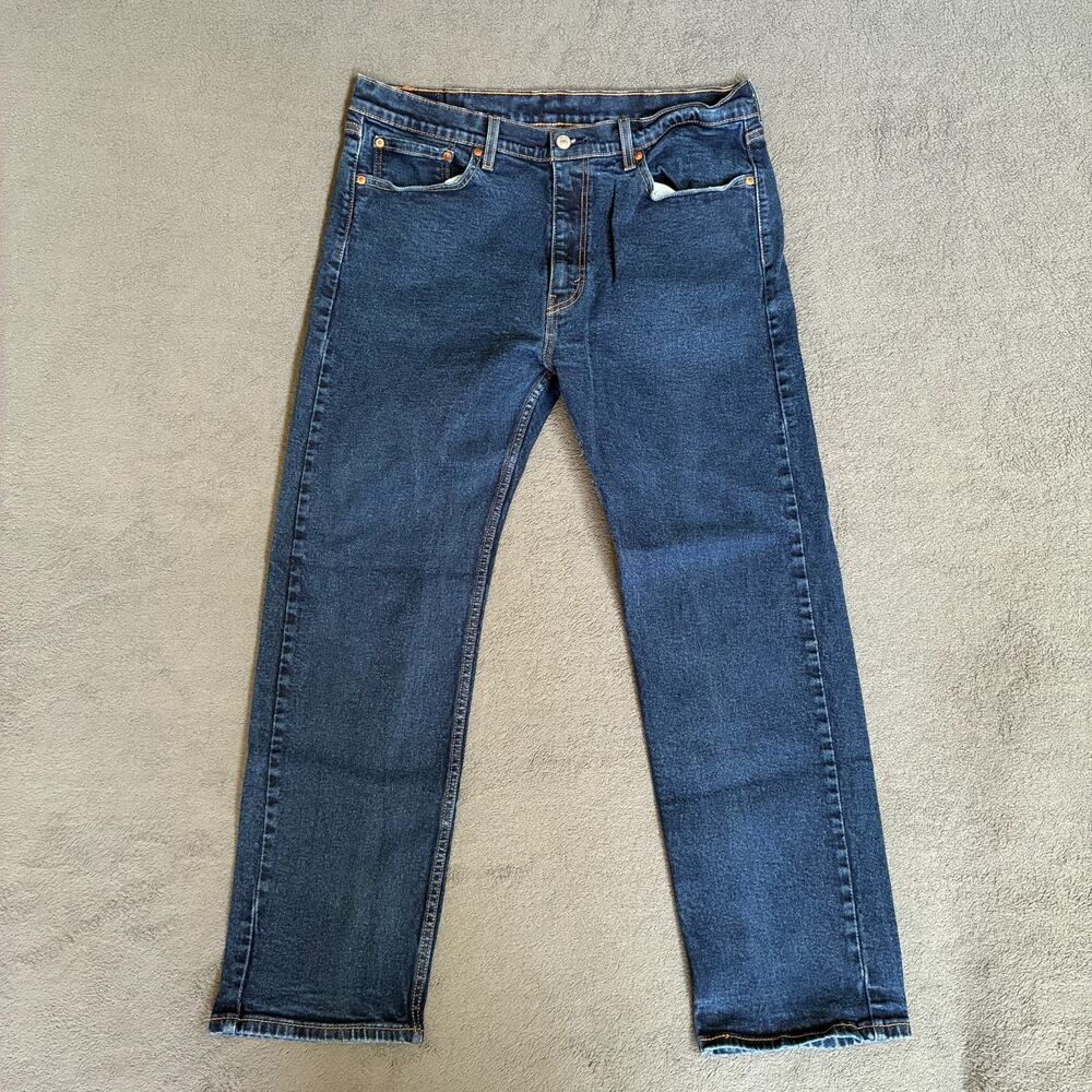 Levi's 505 Dark Blue Denim Button Fly 5 Pockets Straight Leg Jeans Mens Sz 38x30